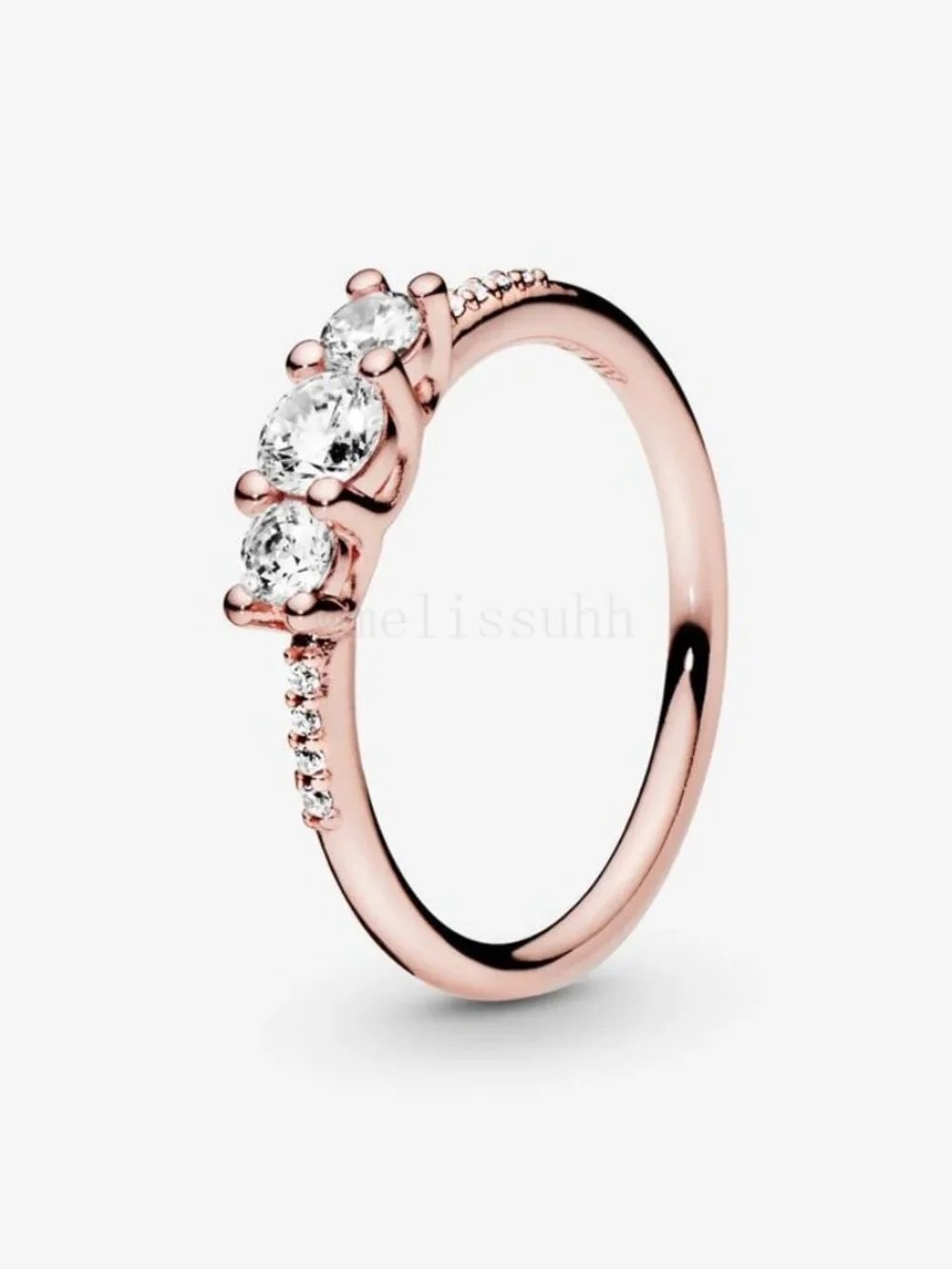 Pandora Rose Gold Three-Stone Pavé Ring